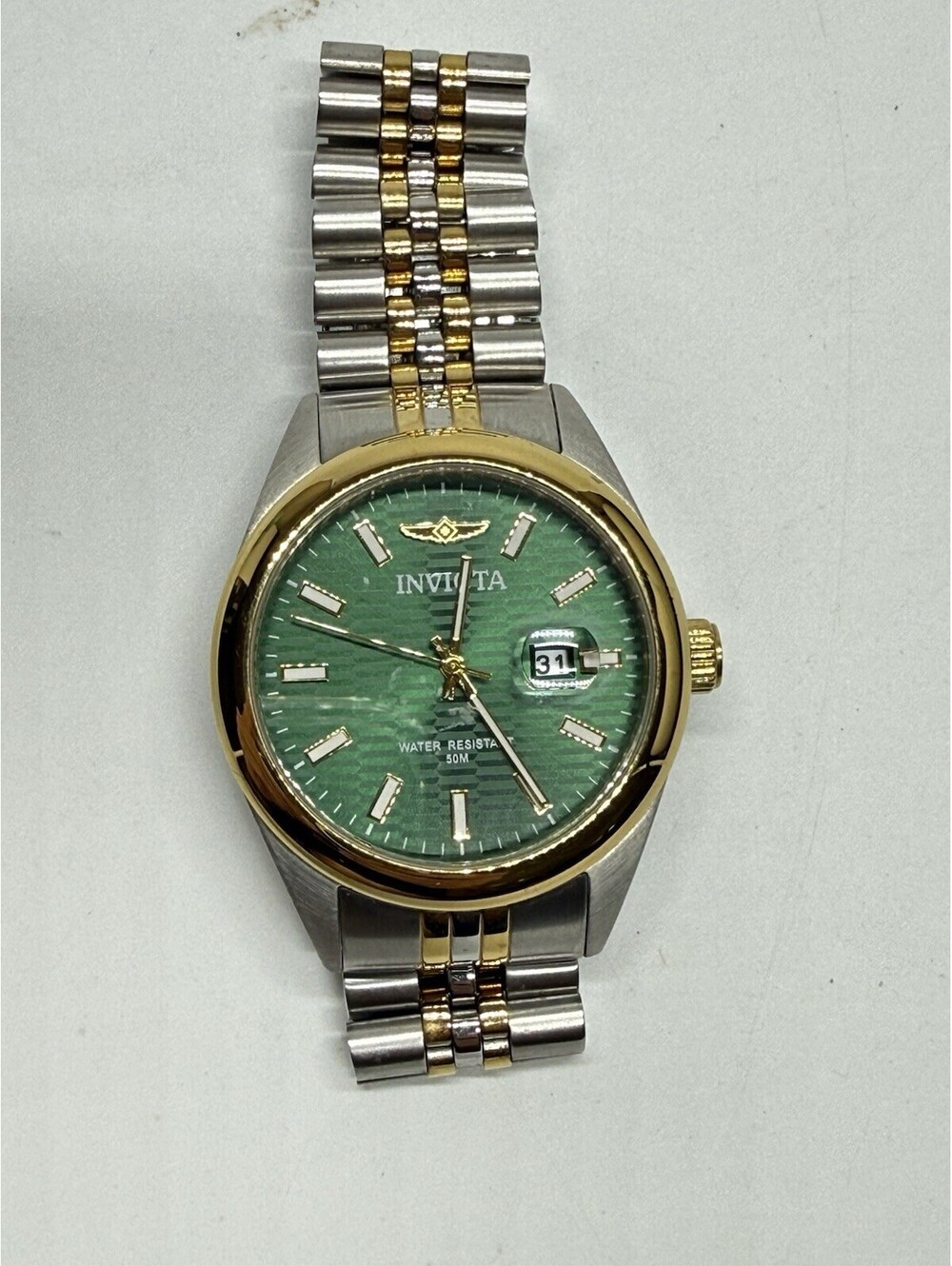 Invicta Aviator 38418 Men’s 43mm Green Dial Two Tone Quartz Watch